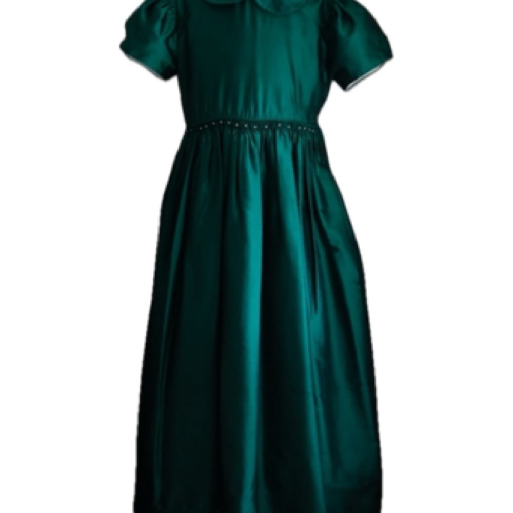 Strasburg Green Puff Sleeve Gown with Peter Pan Collar